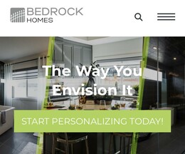 Home page of the Bedrock Homes website.