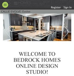 Bedrock Homes online design studio, Envision home page.