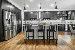 Gorgeous kitchen in the Kennedy showhome by Bedrock Homes in the Village at Schonsee.